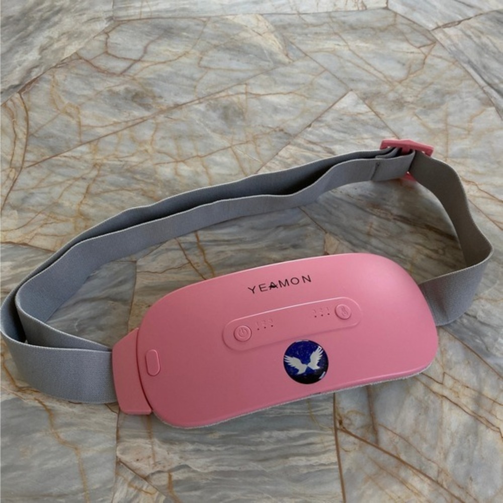 Yeamon Pink Portable Heating Pad Cordless Vibration Massage Waist Belt